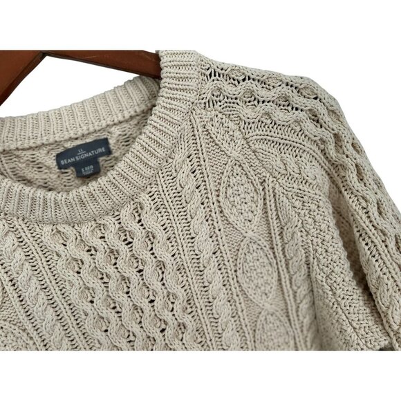L.L. Bean Signature Womens Cable Knit Sweater Fisherman Herritage Chunky Size Sm - Picture 3 of 8